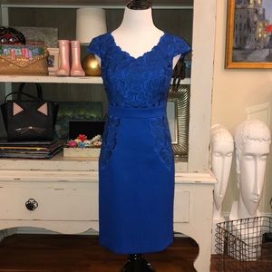 ANTONIO MELANI Royal Blue Lace Sheath Dress